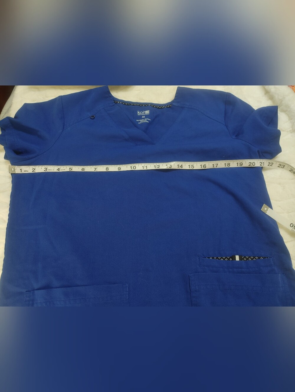 Koi Next Gen Cotton/Poly/Spandex Women's Royal Blue V-Neck Scrub Top M - Picture 4 of 9